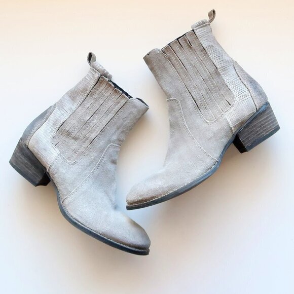 Splendid Grey Suede Leather Western Cowgirl / Cowboy Ankle Boots / Booties Sz. 8 - Picture 15 of 16